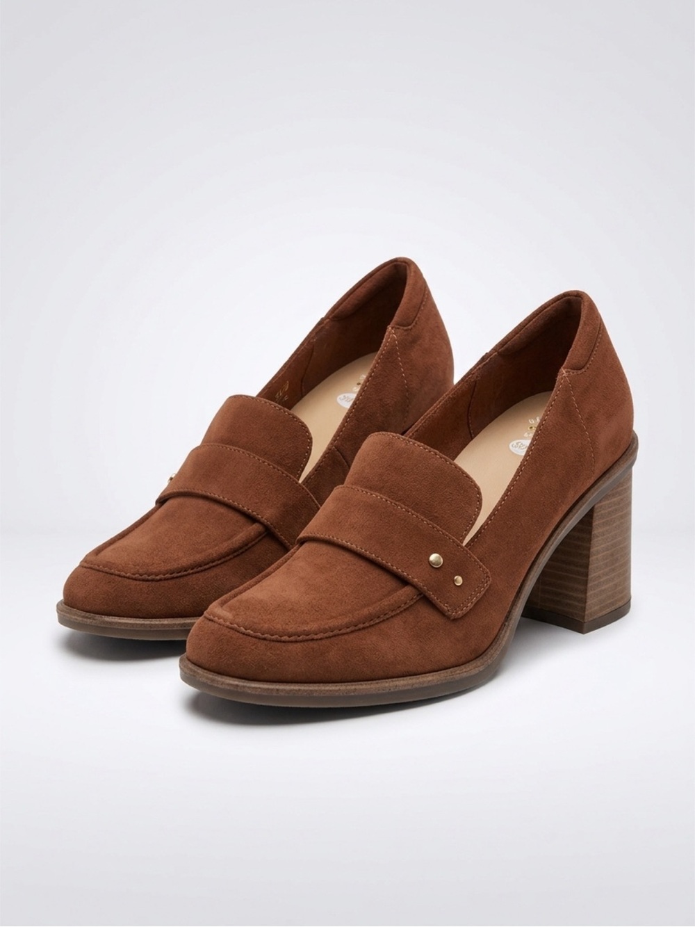 Dr. Scholl's Brown Suede Block Heel Loafers